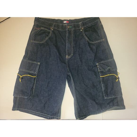 Vintage Tommy Jeans Tommy Hilfiger Carpenter Shorts/Jorts Y2K Baggy Denim| Sz 38 - Picture 1 of 16